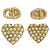Orecchini Dior placcati in oro con logo CD, cuore in perle sintetiche e chiusura a pressione D'oro
