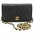 Chanel Vintage Mini in pelle d'agnello matelassé con patta completa Nero