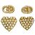 Orecchini Dior Gold placcati oro con perle sintetiche, logo CD, cuore a goccia e chiusura a pressione D'oro