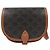 Céline Celine Brown Medium Triomphe Coated Canvas Folco Crossbody Marrone Marrone scuro