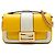 Borsa a spalla Fendi Yellow Mini Bicolor Nappa Apolo Chain Baguette Giallo