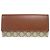 Gucci GG Supreme Leder-Langbrieftasche Braun Beige