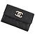 Tarjetero Chanel de piel de becerro granulada negra Negro