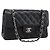 Sac CHANEL Double Flap Chain Matelasse 23 en agneau noir et argent Auth yk20812SAM Argenté