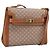 Céline CELINE Macadam Canvas Schultertasche PVC Beige Gold Auth 197680V Golden