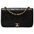 Borsa a tracolla Chanel CC in pelle d'agnello matelassé nera Full Single Flap Nero