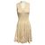 Alaïa Vestido de malha de lã evasê sem mangas com decote em V texturizado creme Alaia Bege