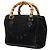 Bamboo Mini borsa satchel Gucci in camoscio nero con bambù - vista 2