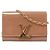 Clutch con catena Louis Vuitton Louise Rose Velours Monogram Vernis in Beige