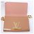 Clutch con catena Louis Vuitton Louise Rose Velours Monogram Vernis in Beige - vista 10