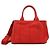 Prada Rote Canapa Canvas Mini Tote Tasche mit Logo und Gurt - Ansicht 2