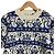 Autre Marque BLAMINK Jacquard-Pullover mit Rundhalsausschnitt und kurzen Ärmeln Blau - Ansicht 4