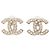 Orecchini Chanel Gold CC placcati oro con strass e chiusura a pressione D'oro