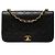 Chanel Black CC Quilted Lambskin Full Single Flap Nero