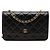 Chanel Wallet On Chain aus schwarzem gestepptem Lammleder CC