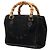 Bamboo Borsa Satchel Mini in Camoscio Nero con Bambù Gucci - vista 2
