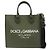 Dolce & Gabbana Shopper Grande in Nylon Verde con Logo sul Bordo Verde oliva