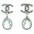 Orecchini Chanel Silver CC Brass Strass Teardrop Drop Push Back Argento