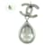 Orecchini Chanel Silver CC Brass Strass Teardrop Drop Push Back Argento - vista 3