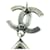 Orecchini Chanel Silver CC Brass Strass Teardrop Drop Push Back Argento - vista 4