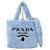 Mini borsa tote Prada in shearling Blu