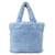 Mini borsa tote Prada in shearling Blu - vista 2