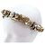 FASCIA PER CAPELLI CHANEL FIORI CAMELIE IN PELLE DORATA T55 A 62 CM D'oro