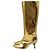 Stivali alti a punta By Far in pelle oro metallizzato D'oro Metallico - vista 4