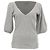 Ralph Lauren V-Ausschnitt Rippstrick-Pullover aus grauem Kaschmir