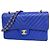 Borsa a tracolla Chanel Double Flap in pelle di agnello blu