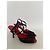 Dolce & Gabbana Sandali con Tacco in Camoscio Nero e Rosso - vista 5