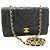 Diana Chanel Vintage Chain Curved Flap Quilted Leather Medium Nero