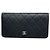 Chanel Matelassé Long Wallet aus Lammleder Schwarz