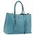 Borsa Tote PRADA Pelle Saffiano 2 vie Blu Chiaro Oro Auth 195486A D'oro