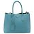 Borsa Tote PRADA Pelle Saffiano 2 vie Blu Chiaro Oro Auth 195486A D'oro - vista 13