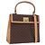 Céline Bolsa de Mão Redonda CELINE Macadam Canvas PVC Couro Marrom Dourado Auth am12348V