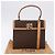 Céline Bolsa de Mão Redonda CELINE Macadam Canvas PVC Couro Marrom Dourado Auth am12348V - vista 12