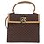 Céline Bolsa de Mão Redonda CELINE Macadam Canvas PVC Couro Marrom Dourado Auth am12348V - vista 13