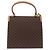 Céline Bolsa de Mão Redonda CELINE Macadam Canvas PVC Couro Marrom Dourado Auth am12348V - vista 2
