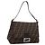 Borsa a tracolla FENDI Zucca Canvas Mamma Baguette Marrone Argento Auth BA15303V