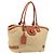 BURBERRY Blue Label Tote Bag Stroh Leder Beige Gold Auth 196608 Golden