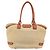 BURBERRY Blue Label Tote Bag Stroh Leder Beige Gold Auth 196608 Golden - Ansicht 2