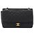 Sac CHANEL Double Flap Chain Matelasse en Agneau Noir et Or CC Auth yk20805SAM Doré - vue 2