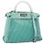 FENDI Zucca Canvas Peek A Boo Regular Bag Leder 2way Grün Silber Auth 196588A