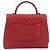 Bolsa de corrente CHANEL Matelasse Coco Handle em couro Caviar 2 vias Vermelha CC Auth 195900V Prata Vermelho - vista 3