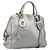 PRADA Hand Bag Vittero Dino Leather 2way Silver Gold Auth 197342V Silvery Golden