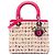 Borsa Lady Dior Medium in rafia intrecciata Beige