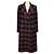 Ermanno Scervino Black / Red / Blue Multi Plaid Double Breasted Mid-Length Wool Coat Multiple colors