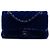 Borsa a tracolla Chanel Medium Classic Velvet Double Flap Blu