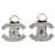 Orecchini a clip Chanel CC in ottone e strass argento